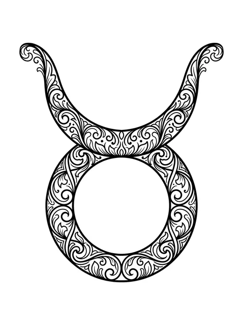 Black and grey ornamental taurus tattoo design: the circle left open