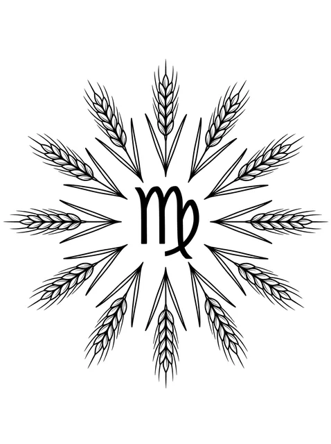 Black and grey ornamental virgo tattoo design