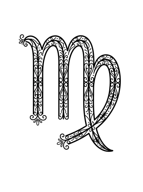 Black and grey ornamental virgo tattoo design
