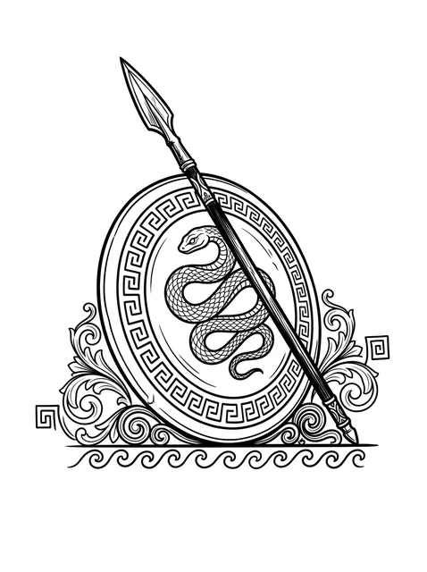 Black and grey ornamental warrior and shield tattoo design