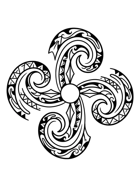 polynesian Abstract tattoo design, black and grey