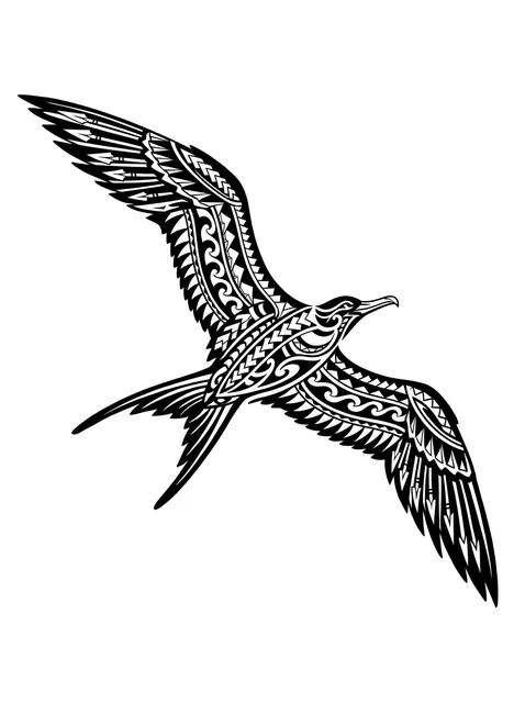 Black and grey polynesian bird tattoo design