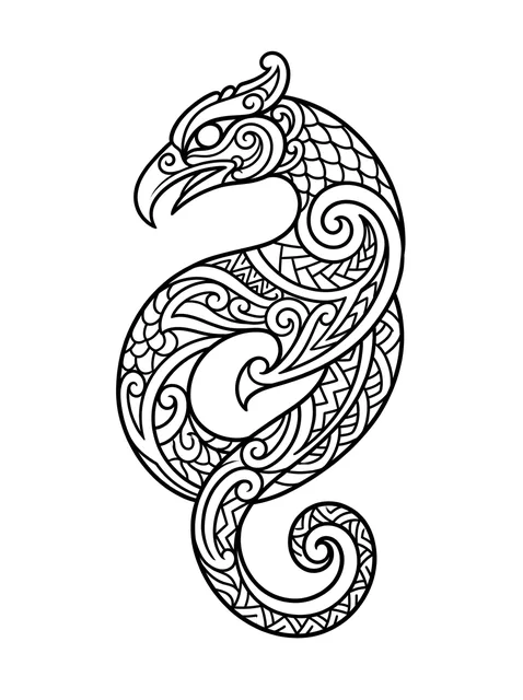 Black and grey polynesian bird tattoo design