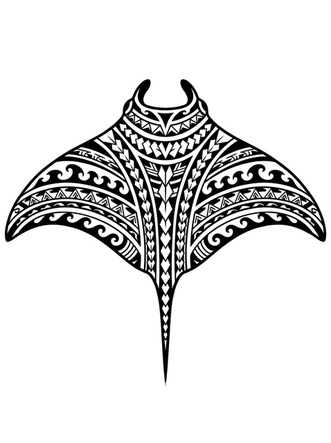 Black and grey polynesian fish tattoo design