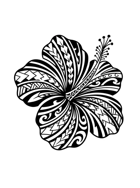 Black and grey polynesian flower tattoo design
