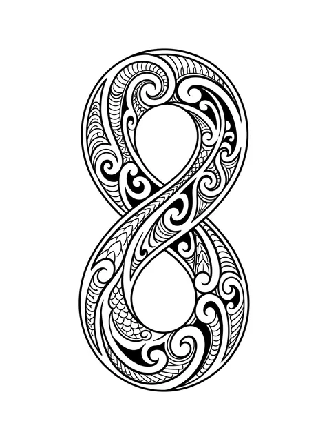 Black and grey polynesian infinity tattoo design