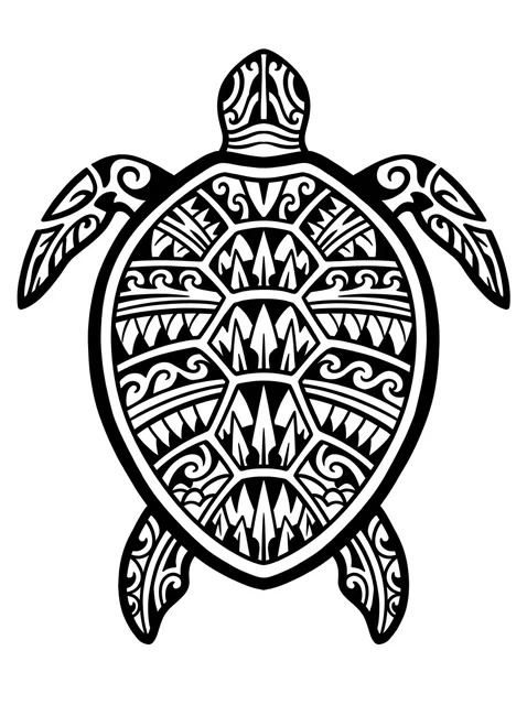 Black and grey polynesian turtle tattoo design