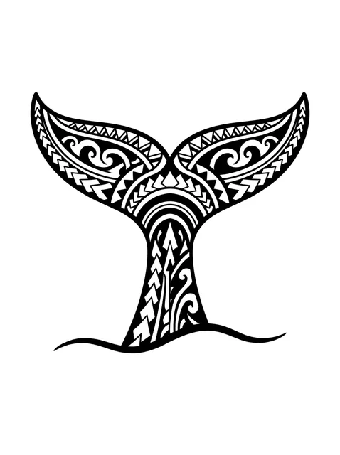 Black and grey polynesian whale tattoo design