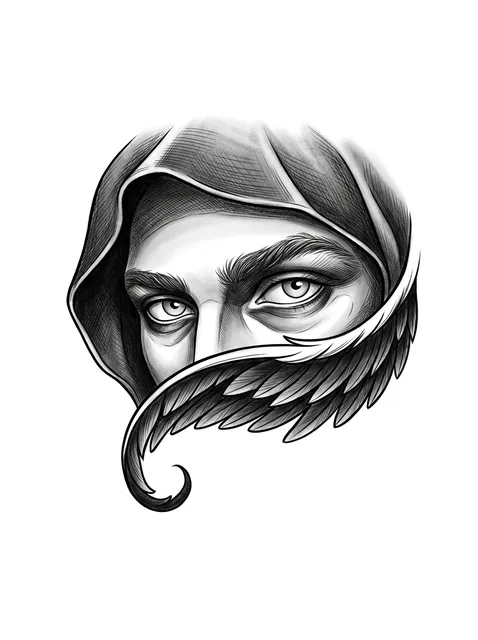 Black and grey realism angel of death tattoo design