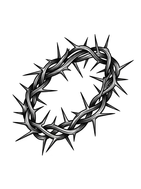 Black and grey realism crown of thorns tattoo design