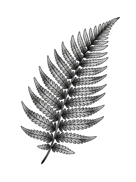 Black and grey realism fern tattoo design