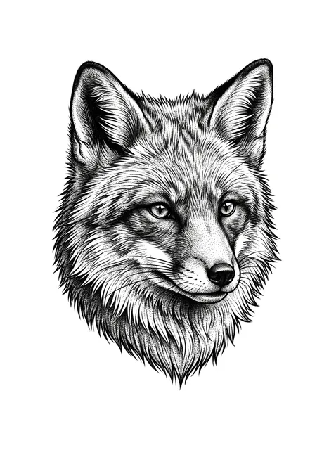 Black and grey realism fox tattoo design