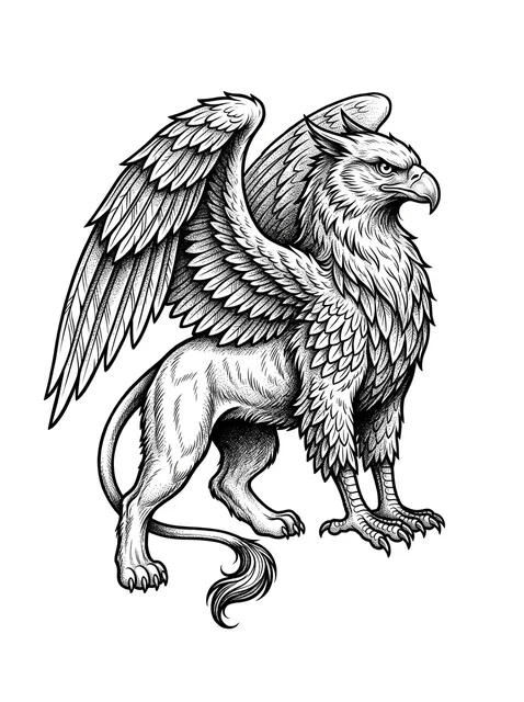 Black and grey realism griffin tattoo design