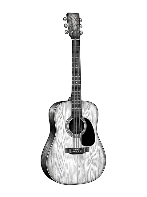 Black and grey realism guitar tattoo design