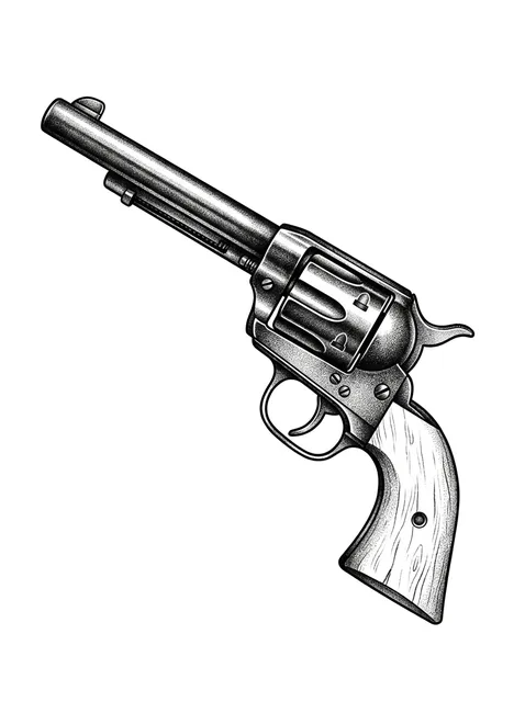 Black and grey realism gun tattoo design: its hammer down and a smooth pale bone grip
