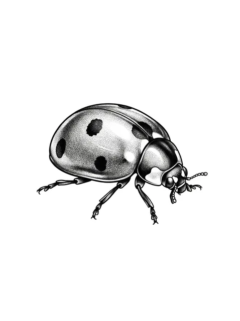 Black and grey realism ladybug tattoo design