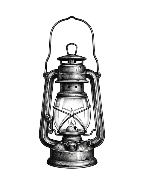 Black and grey realism lantern tattoo design