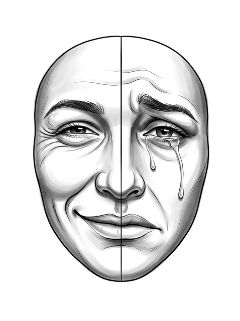Black and grey realism laugh now cry later tattoo design