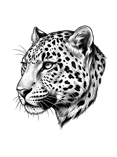 Black and grey realism leopard tattoo design