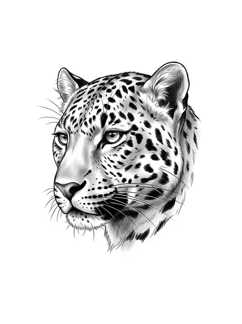 Black and grey realism leopard tattoo design