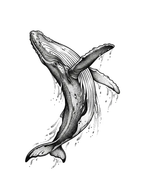 Black and grey realism ocean and whale tattoo design