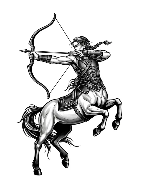Black and grey realism sagittarius tattoo design