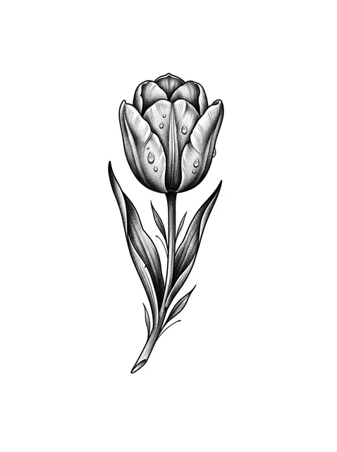 Black and grey realism tulip tattoo design