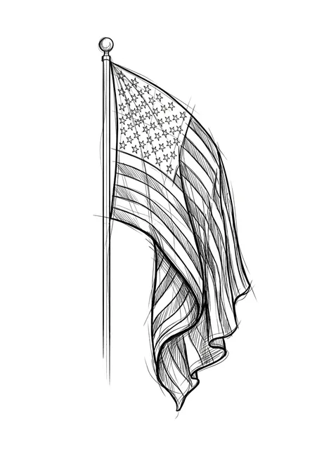 Black and grey sketch american flag tattoo design