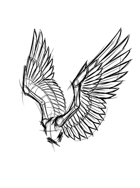 Black and grey sketch angel wings tattoo design: a pair of angel wings