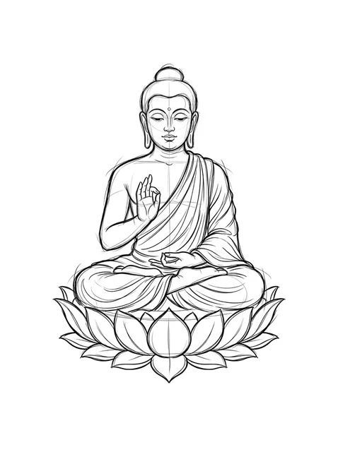 Black and grey sketch buddha and lotus tattoo design