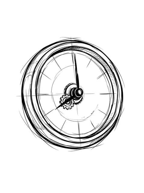 Black and grey sketch clock tattoo design: a clock face with visible gears and hands