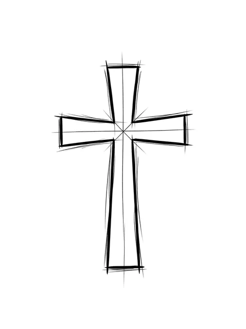 sketch Cross tattoo design, black and grey