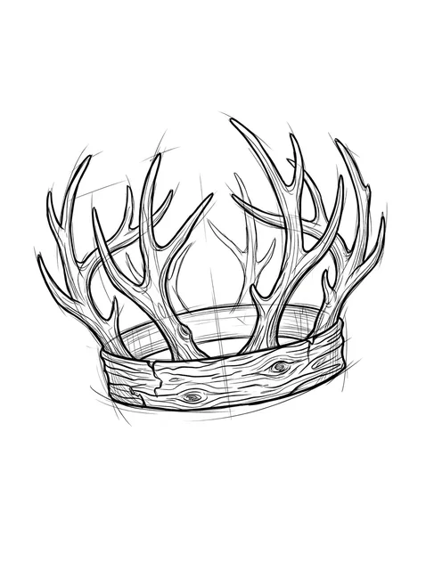 Black and grey sketch crown and deer tattoo design