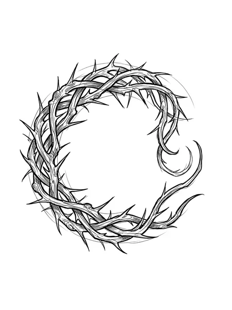 Black and grey sketch crown of thorns tattoo design