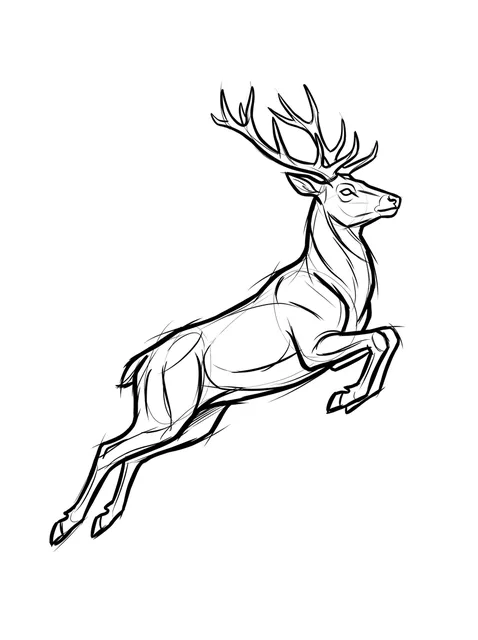 Black and grey sketch deer tattoo design: a leaping deer