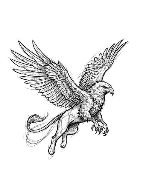 Black and grey sketch griffin tattoo design