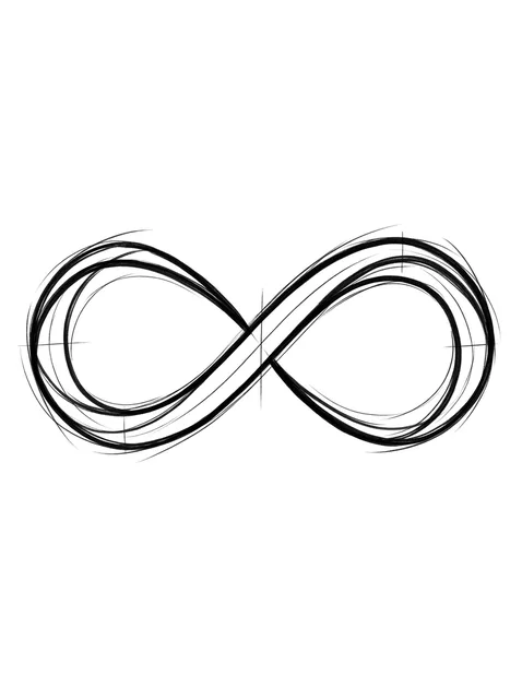 Black and grey sketch infinity tattoo design: a hand-drawn, sketchy quality