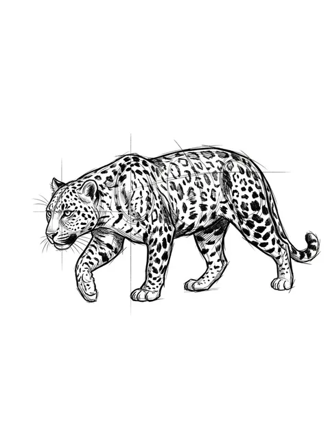 Black and grey sketch leopard tattoo design