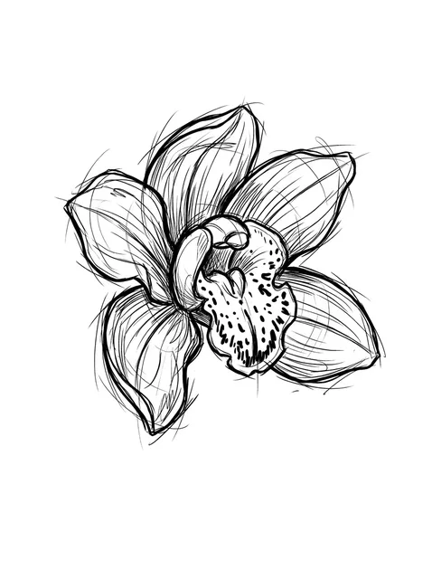 Black and grey sketch orchid tattoo design