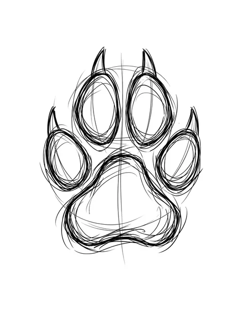 Black and grey sketch paw tattoo design