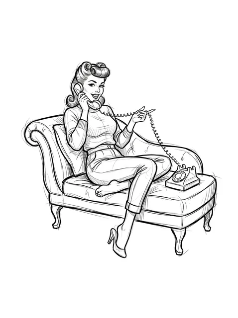 Black and grey sketch pin up and telephone tattoo design