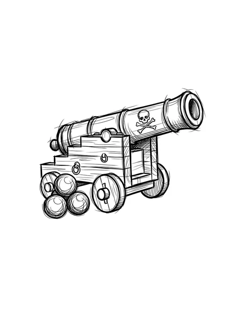 Black and grey sketch pirate and cannon tattoo design