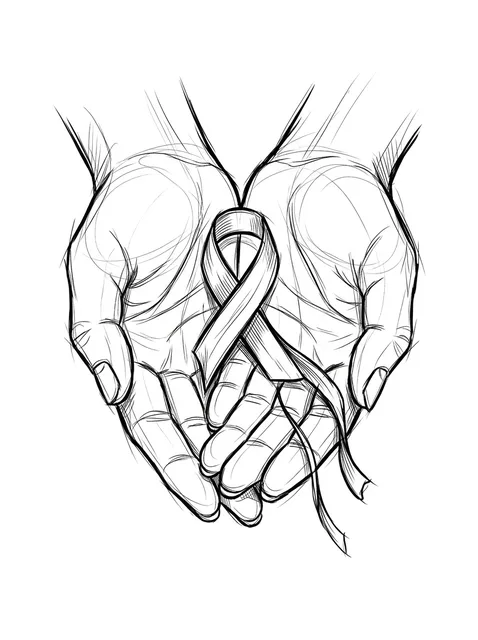 Black and grey sketch ribbon and hand tattoo design