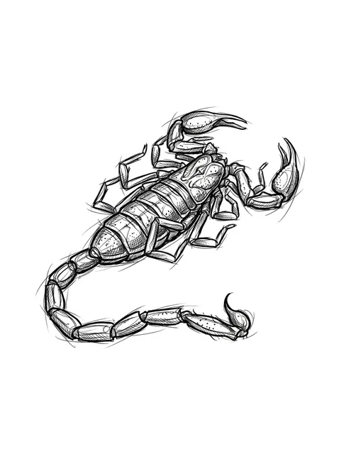 Black and white sketch scorpion tattoo design