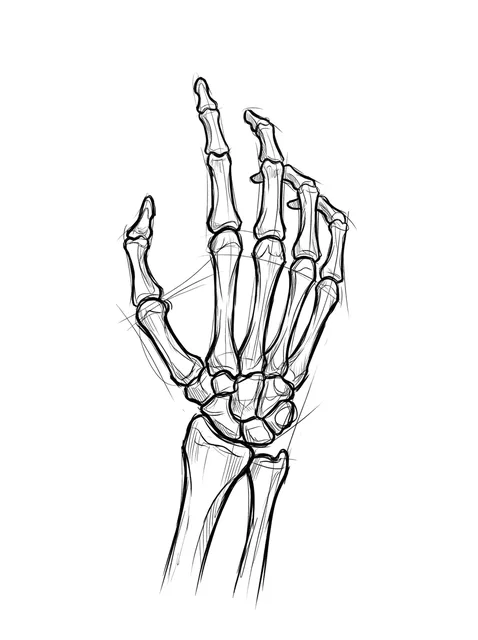 Black and grey sketch skeleton and skeleton hand tattoo design