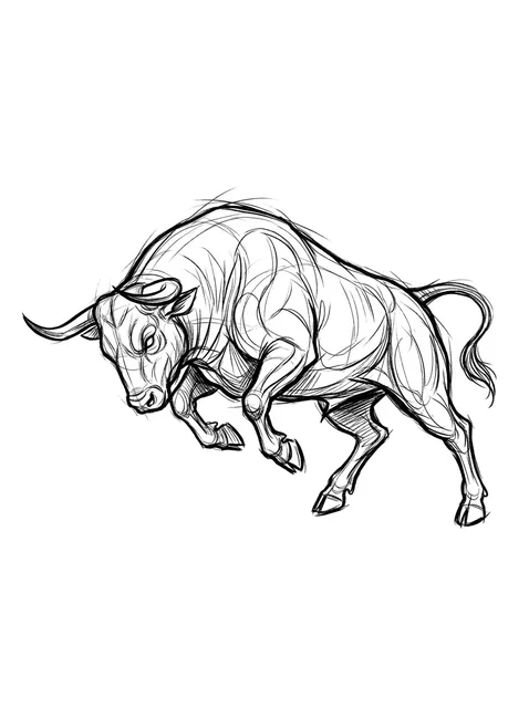 Tattoo-Vorlage mit einem Stier und dem Sternzeichen Stier, Stil: Sketch, in Schwarz-Grau