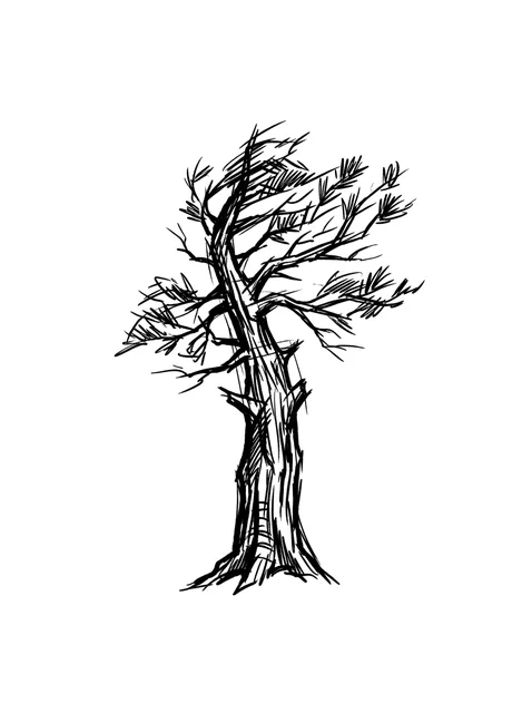 Black and grey sketch tree tattoo design