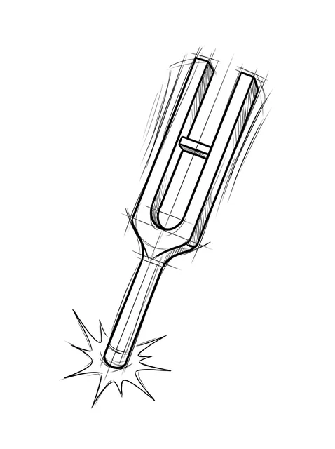 sketch tuning fork tattoo design, black and grey