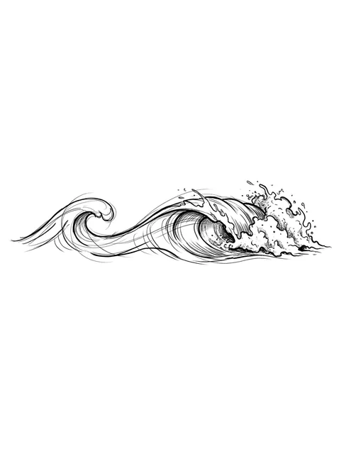 Black and grey sketch wave tattoo design