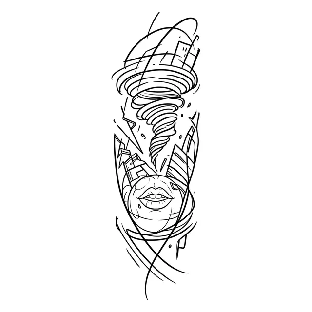 Black and white sketch woman portrait tattoo design
